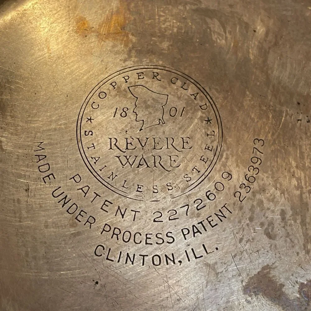 Revere Ware 1 Qt  Copper Bottom Stainless Double Ring Sauce Pan w LID 2363973